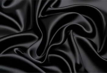 Obraz premium Elegant Draping: A luxurious close-up of shimmering black silk, elegantly draped and flowing with soft curves, suggesting sophistication and opulence. 