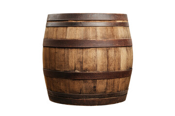 Obraz premium Aged wooden barrel with metal hoops: classic craftsmanship, cut out