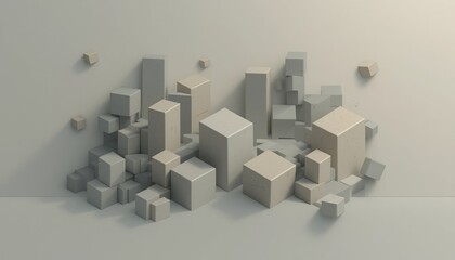 Abstract cityscape design modern architecture 3d render minimalist environment aerial view urban concept for spatial visualization