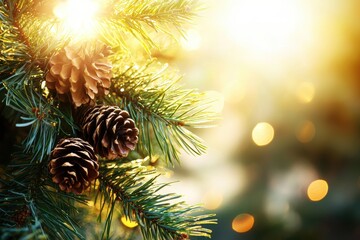 Pine Tree with Cones A close-up of a pine tree branch bearing cones, with seeds visible.