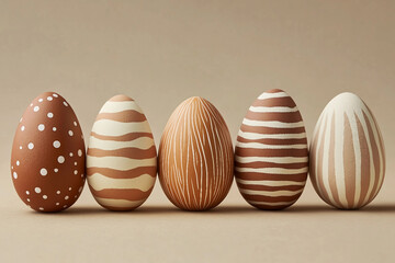 Obraz premium Elegant Pastel Colored Easter Eggs with Delicate Brushstrokes in a Soft Holiday Spring Theme, Generative AI