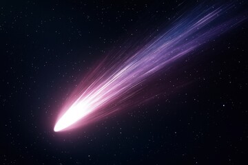 Obraz premium Bright purple comet with long trail flying through space