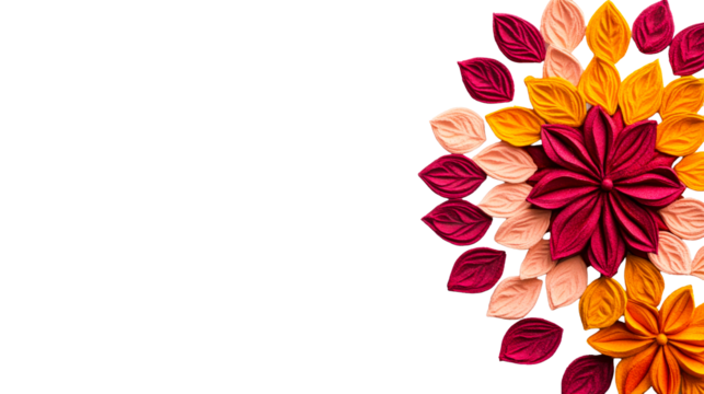 Decorative floral arrangement, vibrant petals design ,cut out transparent