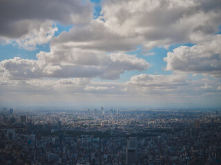 The horizon of Japan's glamorous city under the clouds