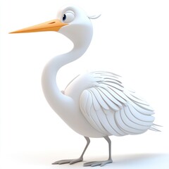 Fototapeta premium Cute and Playful Cartoon Illustration of a White Bird with Orange Beak and Stylish Feather Details