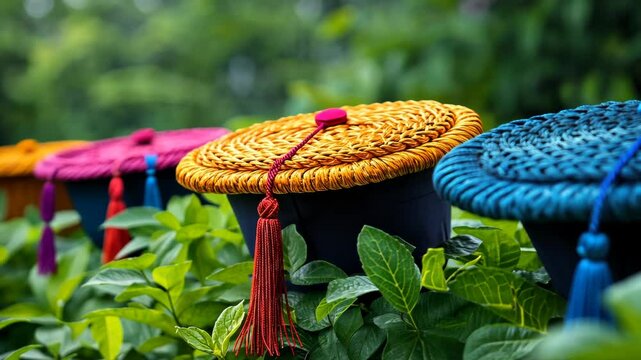 Colorful graduation hats
