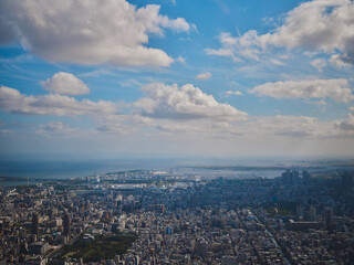 The horizon of Japan's glamorous city under the clouds