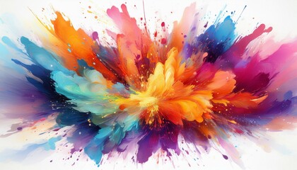 Fototapeta premium vibrant color explosion on white background for artistic design perfect for creative projects graphic design and eye catching visuals in various mediums and formats