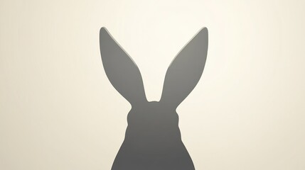 Silhouette of a Rabbit Head with Long Ears Against a Soft Background Minimalist Design for Eas