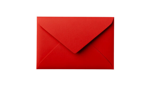 Red envelope with triangular flap, clean isolated design , cut out transparent