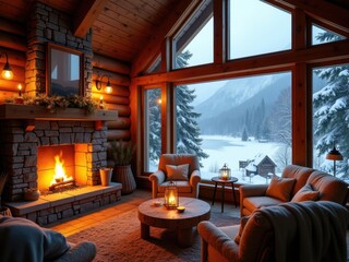 Sistema de calefacción central que calienta el interior de madera de una cabaña rústica