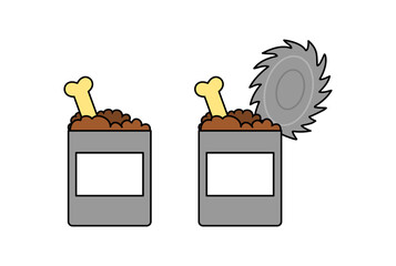 Tin can filled with dog or cat food, with blank label - vector