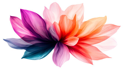 Fototapeta premium Translucent petals create vibrant colorful flower, cut out transparent
