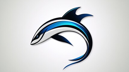 Naklejka premium Stylized Dolphin Design with Dynamic Blue and Black Colors for Modern Graphics