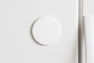 Minimalist White Door with Circular magnet mockup, Handle Detail, and Clean Aesthetic Design.