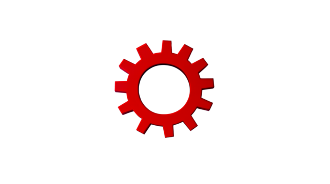 Red gear, technical, mechanics, engineering, cogwheel, cut out transparent
