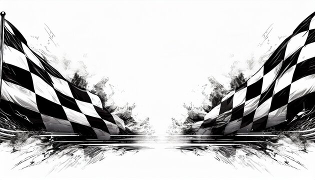 creative border frame of abstract racing flag on red background with copy space , racing winner concept graphic resource