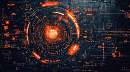 Obraz premium Futuristic Digital Interface: Glowing Circuits and Systems