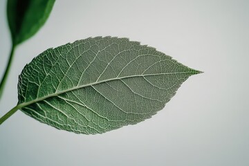 Obraz premium Close up of a green leaf with prominent vein structure