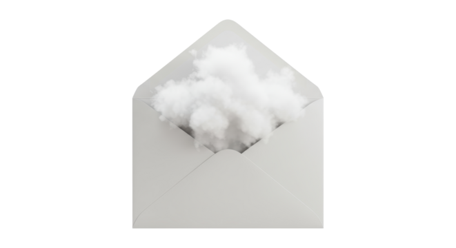 Isolated Open Envelope with Cloud Inside - Powered by Adobe