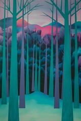 A minimalist photo of a forest with a few trees. 