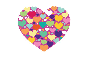 Heart Filled with Colorful Hearts Isolated on White Background Heart Pattern Design