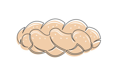 Bun continuous one line icon isolated on white background. Bakery symbol art drawing. Bun design outline. Editable stroke. Vector illustration