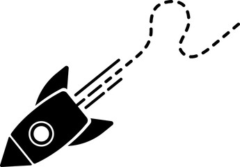 Rocket icon with a dashed line trail forming one wave.