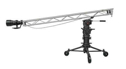 Isolated Professional Camera Crane with Lens