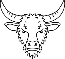 Obraz premium Minimalist yak head illustration with bold outline and simple features
