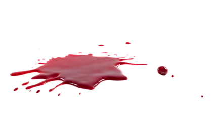 Spilled circle of blood on bacground trasnaprent. Classic human blood
