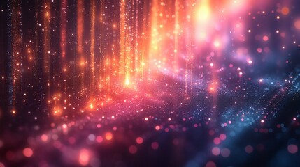 Fototapeta premium Metallic holographic strips glide through a space of perfect lighting, emphasizing dimensional depth and vibrant motion 