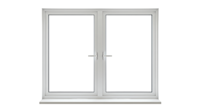 Isolated Double White Window Frame Sunlight