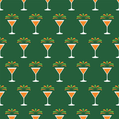 Seamless repeating pattern of drinks in a glass.