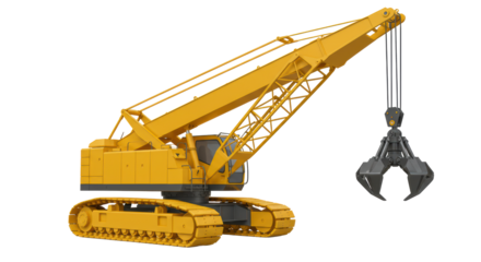 Isolated Yellow Crane with Grapple Hook