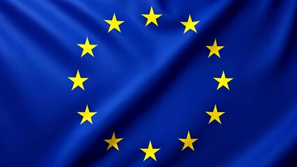 European Union flag with golden stars waving background. representing Unity, identity, cooperation and shared values. Europe day. European Parliament elections concept. Future of Europe