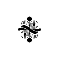 Abstract Geometric Black & White Design on Cream Background