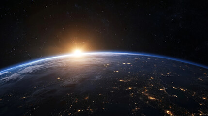 Dawn on the Blue Planet - Moonlit Night on Earth's Surface