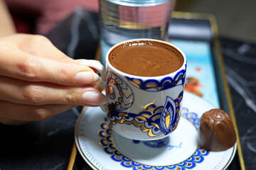 türk kahvesi cup of turkish coffee on the table