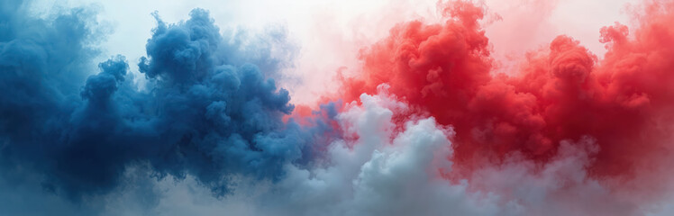 Abstract illustration represents flags colors. Blue, red smoke clouds, vapor. Patriotism concept. Suitable for design related to USA, France, Australia, many countries flags. Great for Independence