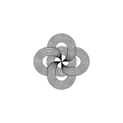 Geometric Floral Motif, Minimalist Line Art on Cream Background