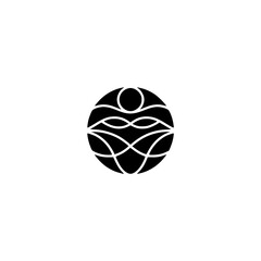 Abstract Black and White Geometric Logo, Circle Design, Minimalist Concept