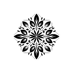 Black and White Floral Mandala Design, Minimalist, Geometric, Zen Style