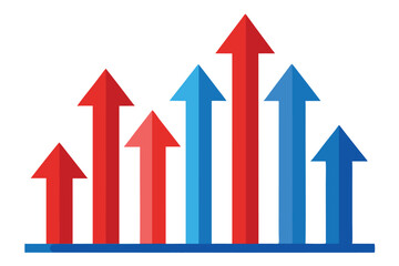 Rising Arrow Chart Blue and Red Arrows on White Background Showing Growth