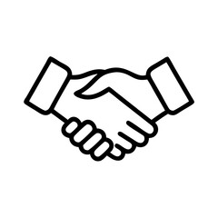 Handshake symbolizing agreement and partnership in line art  
