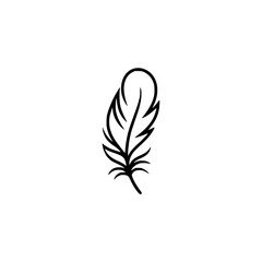 Fototapeta premium Minimalist Feather Silhouette on White, Vector Illustration