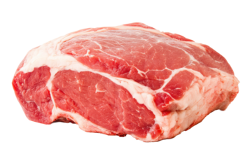 Raw beef chuck roast with marbling on black background, cut out