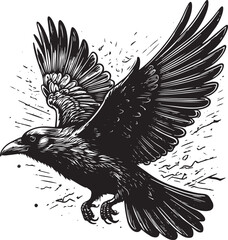 Crow black vector illustration