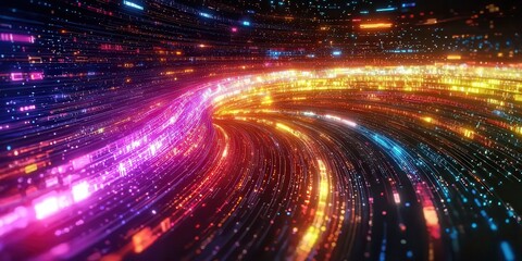 Obraz premium A colorful, swirling light display with a rainbow of colors