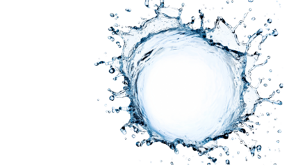 Water crown splash circle motion liquid movement, cut out transparent